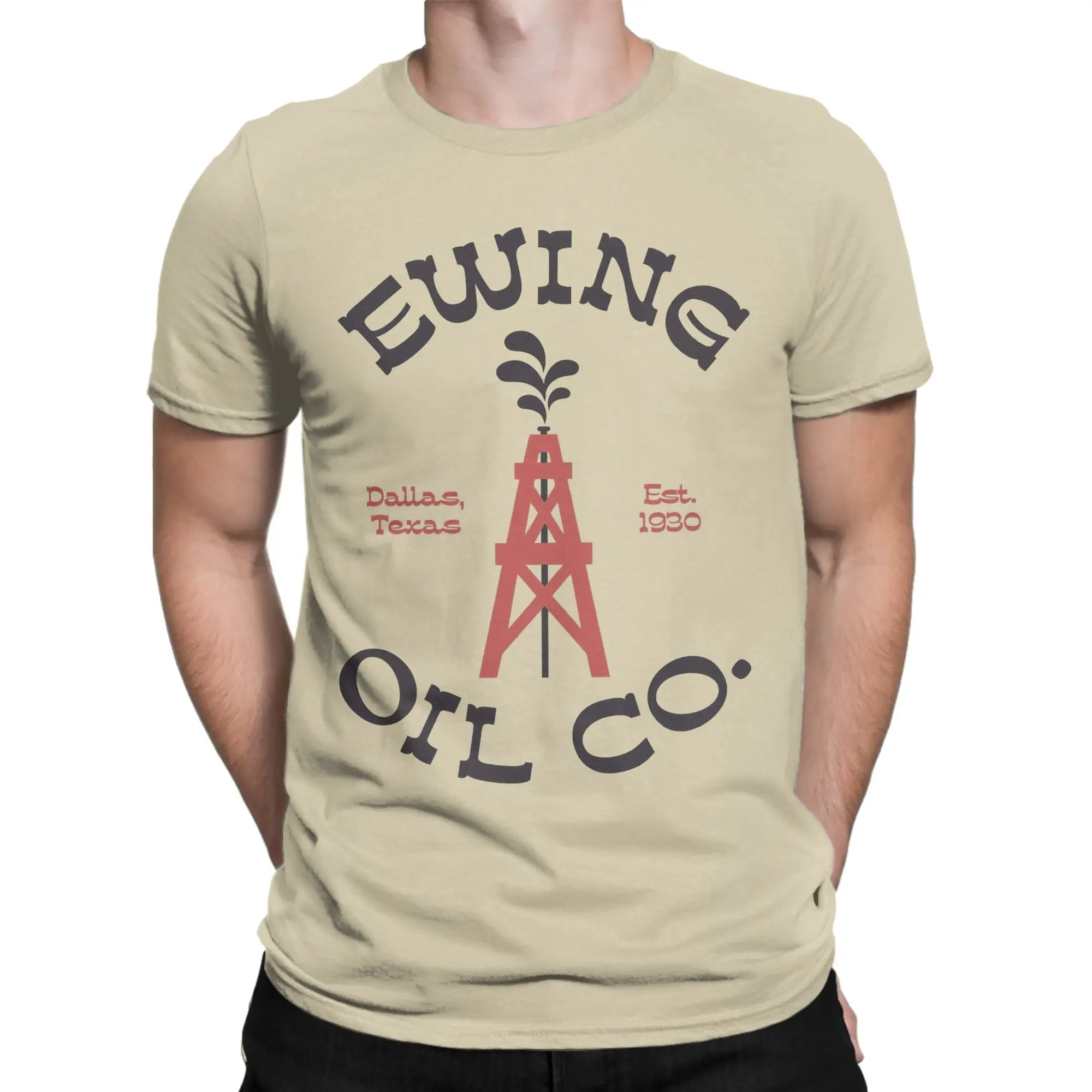 Фото Футболка Ewing Oil Co. Dallas с изображением персонажей телешоу 70-х годов, мужская винтажная футболка из чистого хлопка, футболки с круглым вырезом, одежда с короткими рукавами, подарок №2