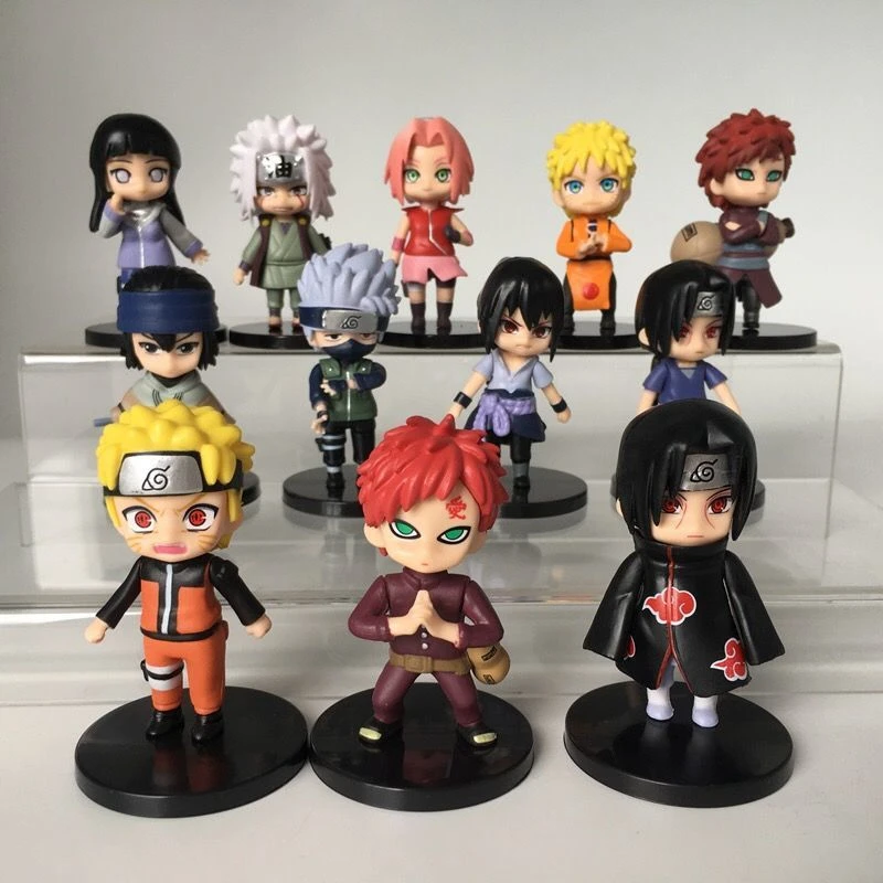 

12pcs/set Naruto Shippuden Anime PVC Action Figures Sasuke Itachi Kakashi Gaara Jiraiya Sakura Q Verison Toys Kawaii Mini Dolls