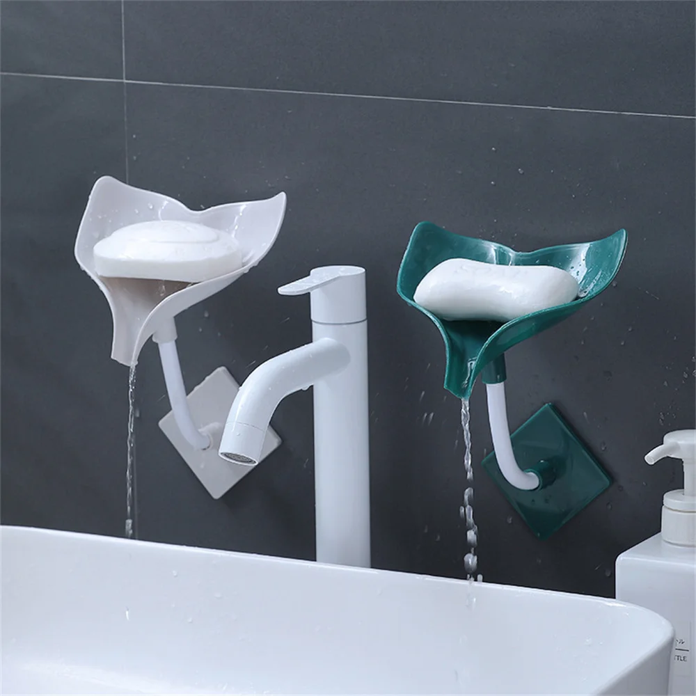 

1PCS Creative Sucker Soap Holder Leaf Shape Soap Box Drain Punch-free Soap Box Bathroom Shower Sponge Storage Tray Bathroom