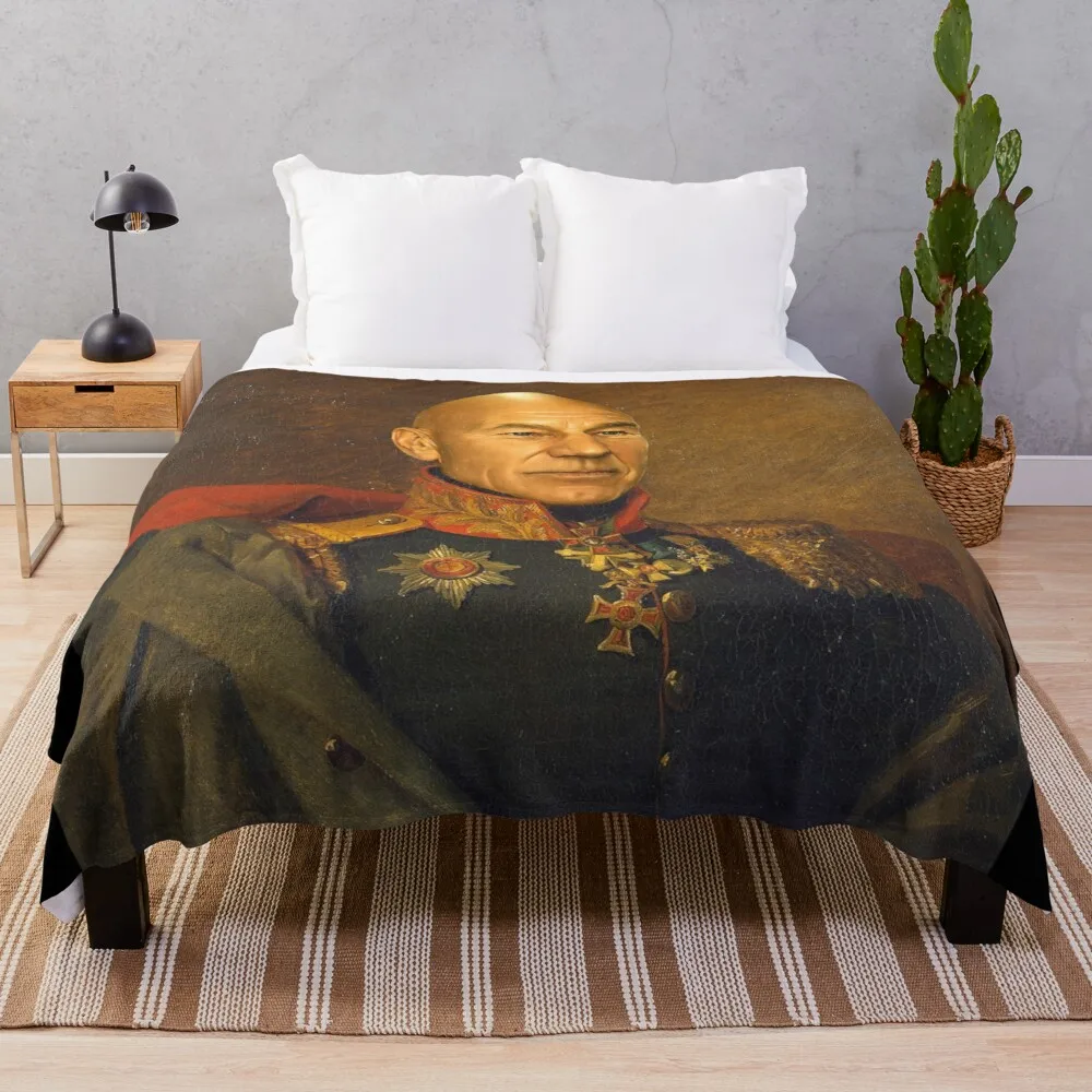 

Sir Patrick Stewart OBE - replaceface Throw Blanket
