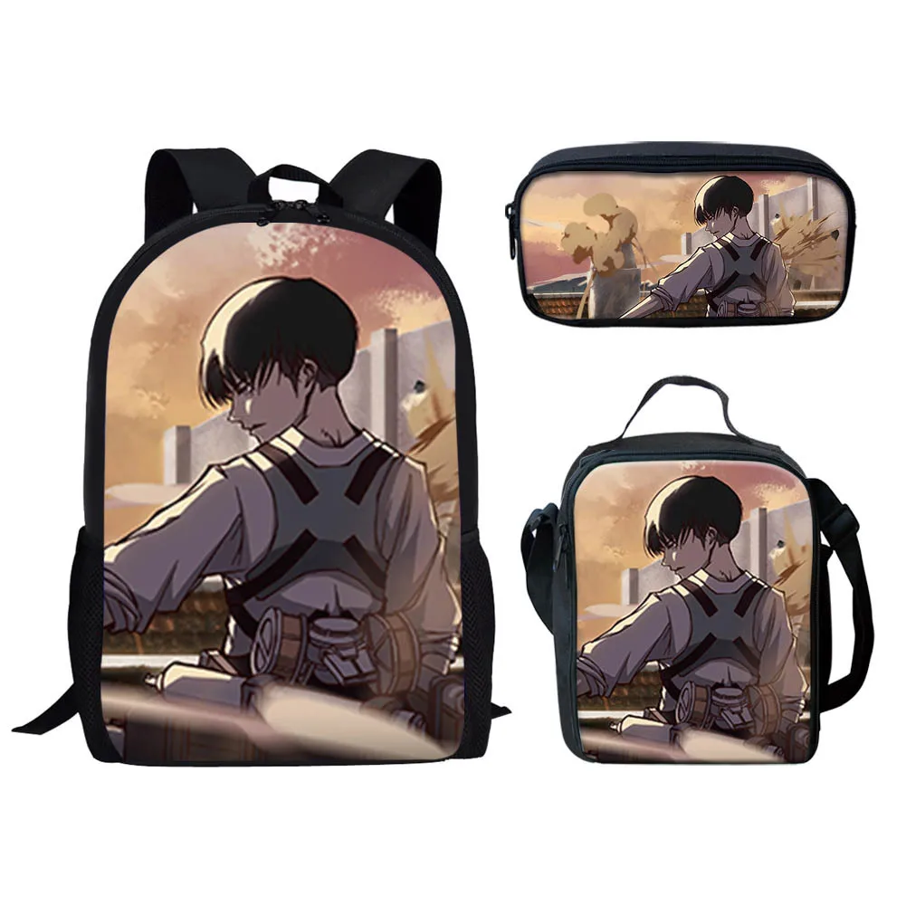 

Popular Youthful Attack on Titan 3D Print 3pcs/Set Student Travel bags Laptop Daypack Backpack Lunch Bag Pencil Case