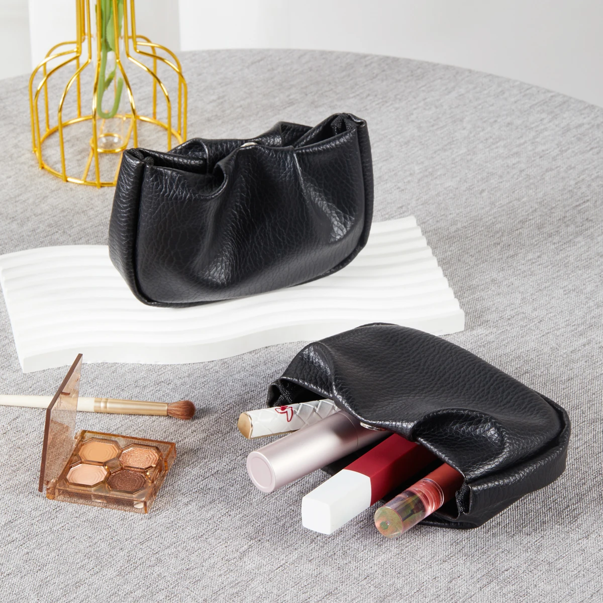 Большая Черная Косметичка С Личи 1 Шт. Для Путешествий Органайзер Кистей Женские