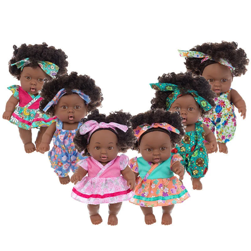 

8-Inch Enamel Doll Rebirth Doll Simulation Baby Toy 20cm Explosive Head African Black Doll