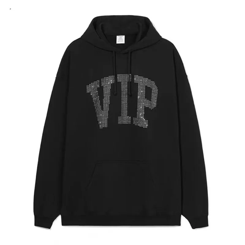 

High Street VTM Men Hooded Sweatshirt Black White Hot Stamping Accommodative Colths Women Higher Quality Hoodie
