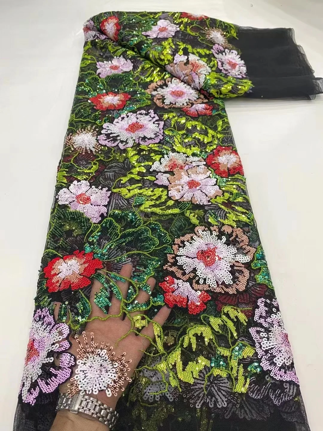 

Top Quality Handmade Machine Beaded Lace African Lace High Quality 2022 sequins Lace Embroidery Net Lace Bridal Sewing