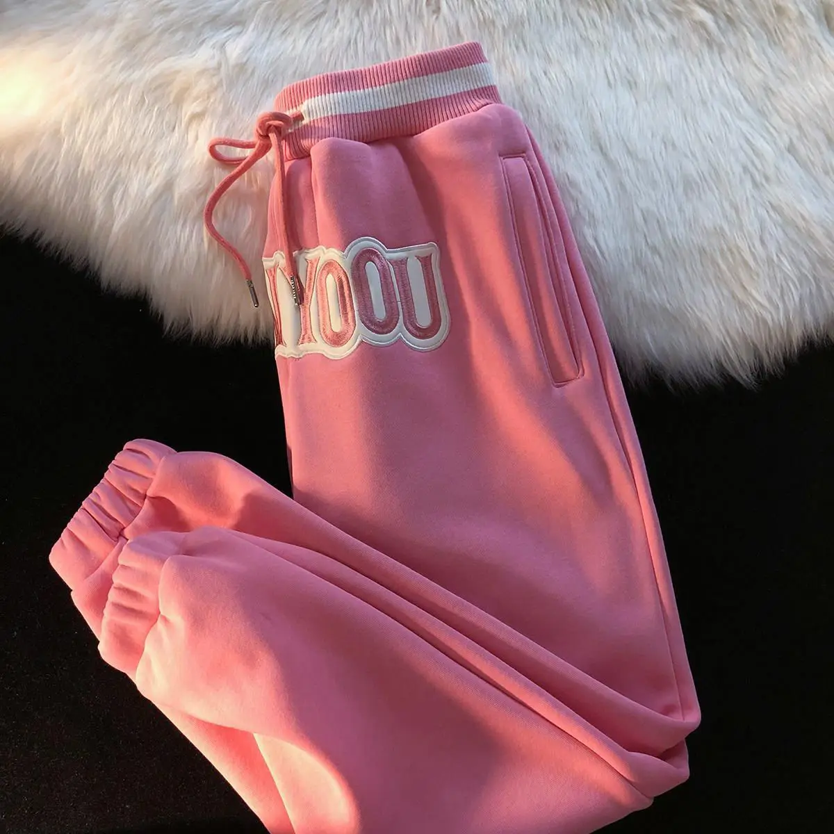 Женские брюки с Вышивкой Букв свободные спортивные женские повседневные