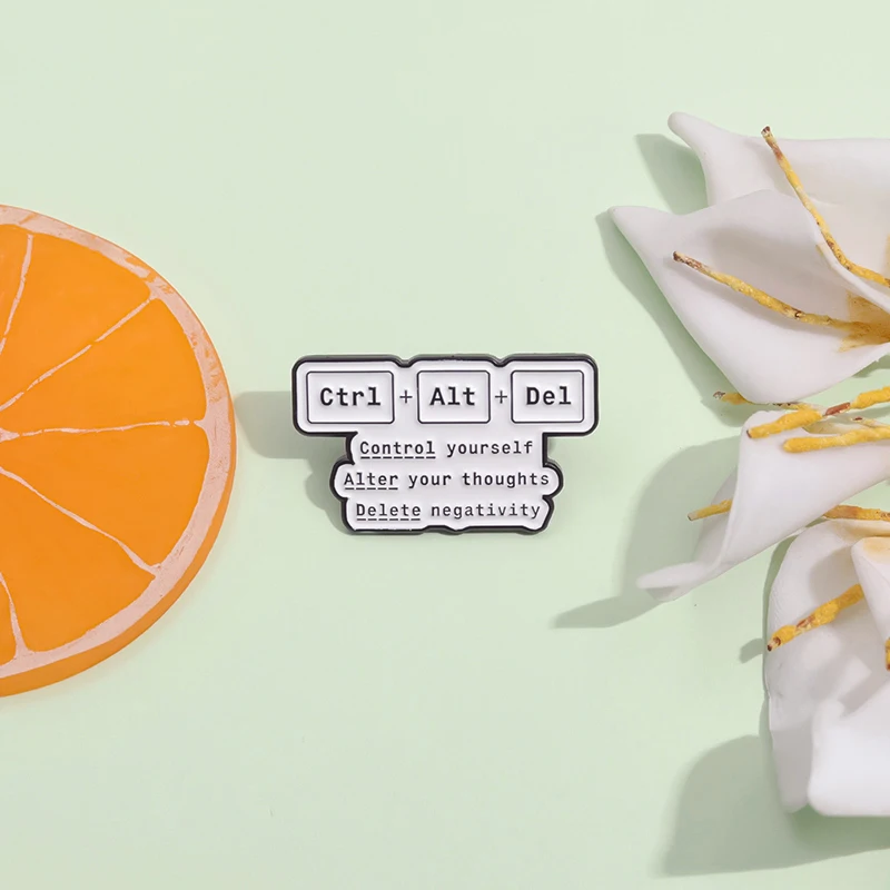 Эмалированные булавки с клавиатурой Ctrl + Alt Del Control Your Thought броши для удаления