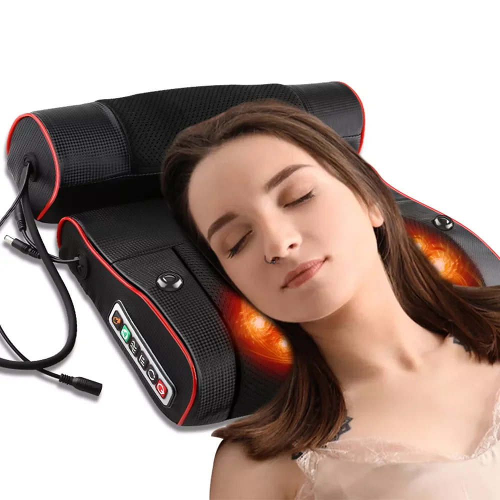 

Electric Neck Relaxation head Massage Pillow Back Heating Kneading Infrared therapy shiatsu AB pillow Massager