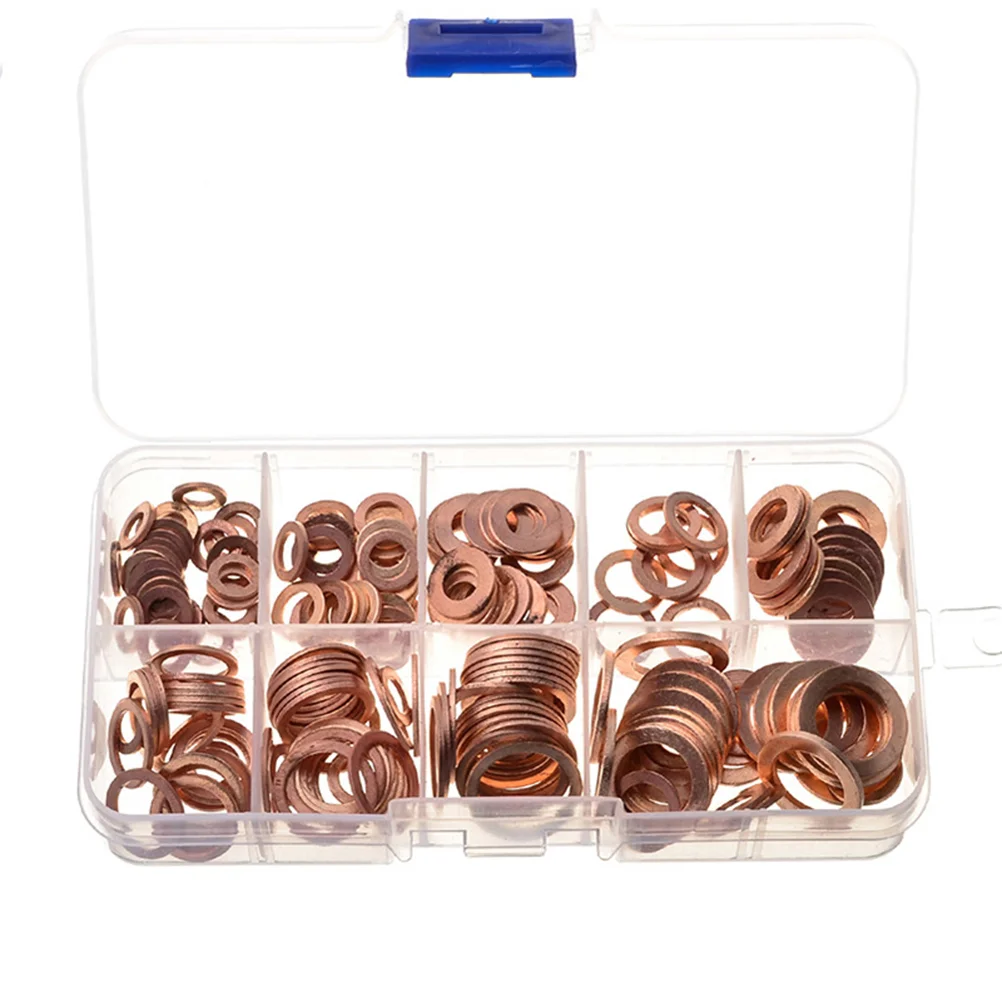 

Washer Copper Washers Gasket Flat Assortment Oil Drain Plug Crush Ring Box Metalscrews