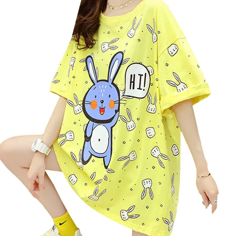 

Повседневная Женская футболка с изображением танцующего кролика в стиле японского аниме, футболки в стиле танцующего кролика для девочек, ...