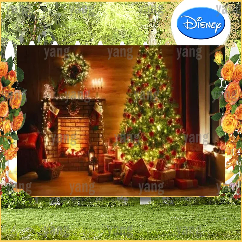 Cartoon Bedroom Luminous Winter Tree Custom Baby Shower Decoration Background Gifts Merry Christmas Banner Happy Party Backdrop