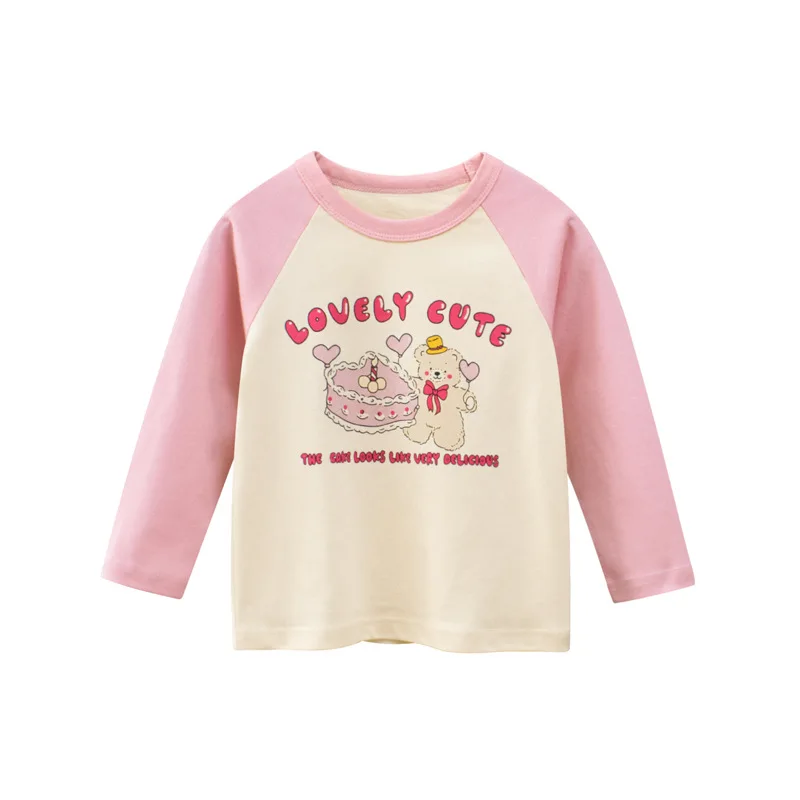

2023 New Children's Clothing Spring Girls Cartoon Bear Long Sleeve T-shirt Kids Bottoming Shirt Cotton Tops Tees Dropshipping