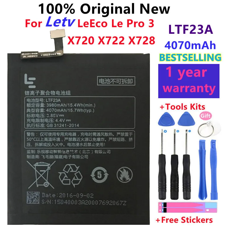 

New Original LTF23A 4070mAh Battery For LeEco Le Pro 3 X720 X722 X728 Cellphone Mobile Phone Batteries+Free Tools