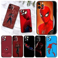 marvel spiderman for apple iphone 13 12 mini 11 xs pro max x xr 8 7 6 plus se 2020 5 black phone case funda capa