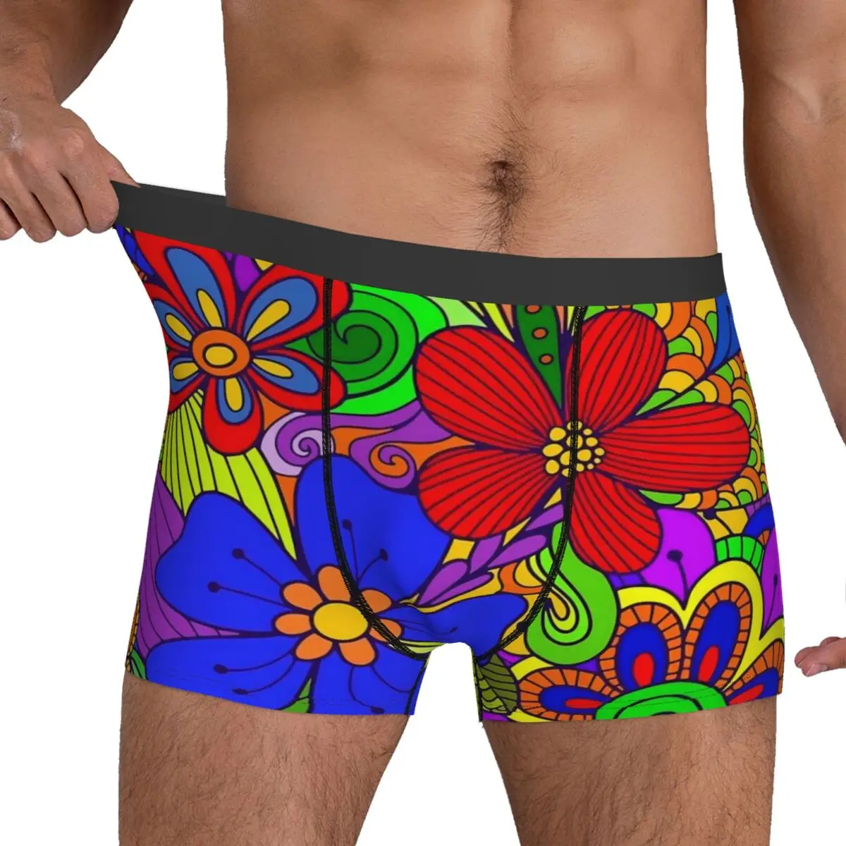 Нижнее белье Flower Power мягкие трусы с ярким цветочным принтом шорты мужские боксеры
