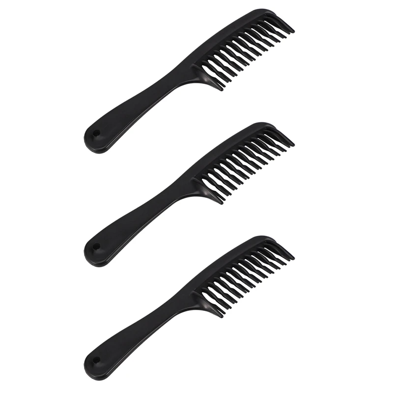 

3-х дюймовая черная двухрядная зубная щетка для разглаживания волос, фотогребень с ручкой для длинных вьющихся влажных волос