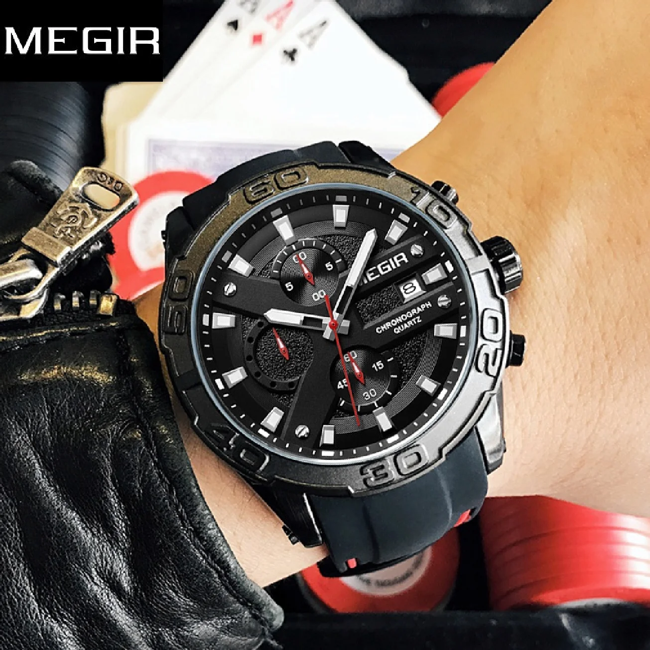 

MEGIR Chronograph Sport Watch Men Relogio Masculino Top Brand Fashion Silicone Quartz Army Military WristWatches Clock Male 2055