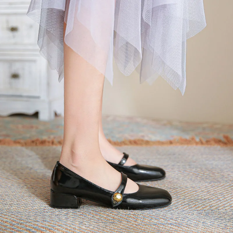 

Женские туфли больших размеров 33-43, демисезонные кожаные туфли в стиле ретро, Туфли Мэри Джейн на толстом каблуке с закрытым носком и круглым носком, женские туфли