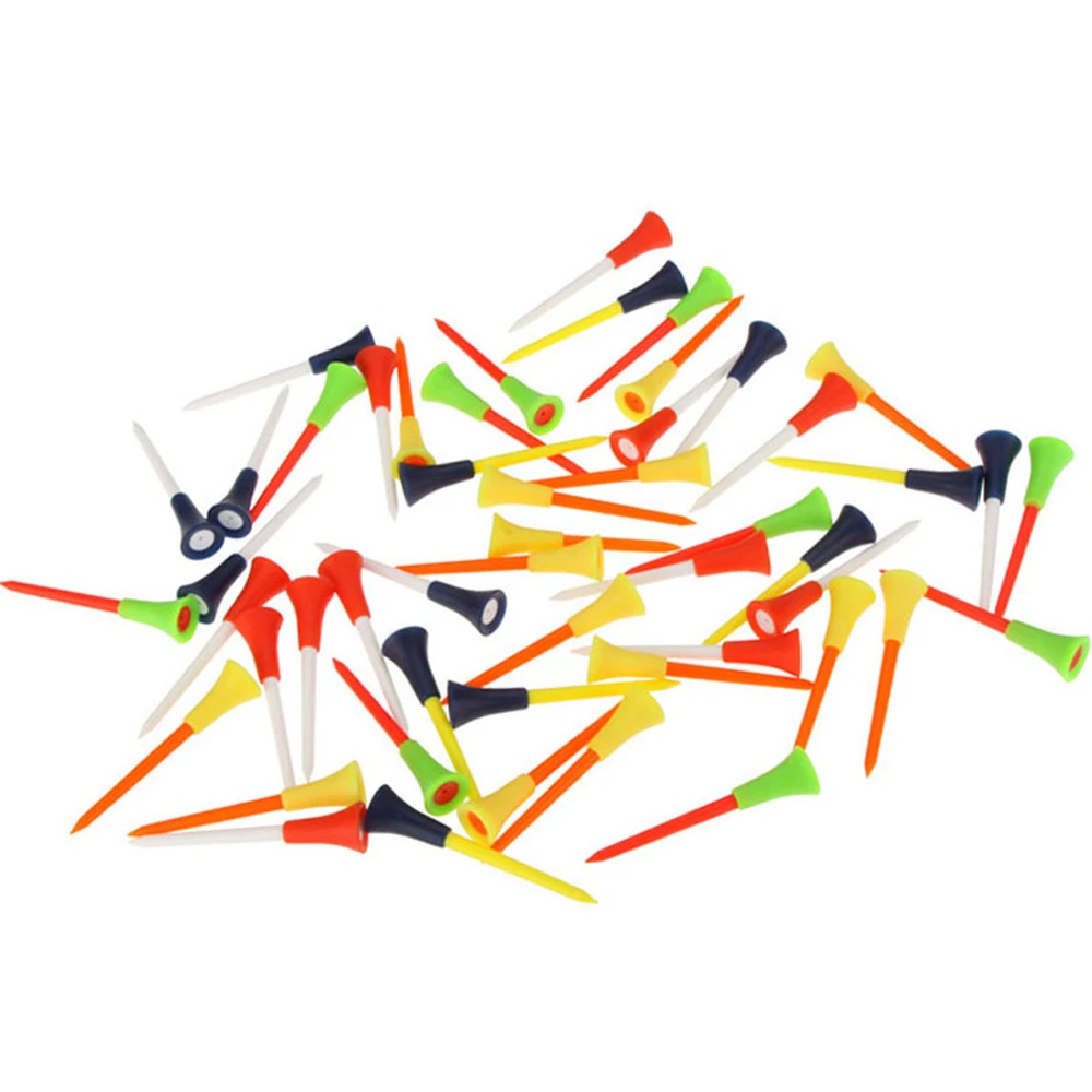 GLOOF 100 Pcs/Pack Plastic Golf Tees Multi Color 8.3CM Durable Rubber Cushion Top Golf Ball Holder Golf Accessories