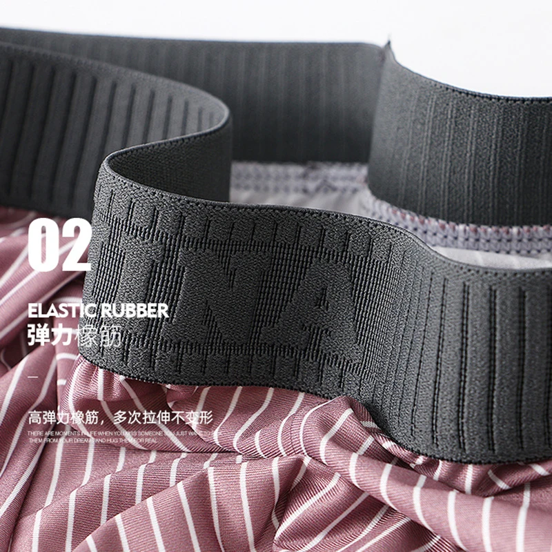 3PCS Men Striped Boxers Comfortable Fashion Underwear Men's Boxer Pants Youth Stripe Sexy Low Waist Underpants Home Panties