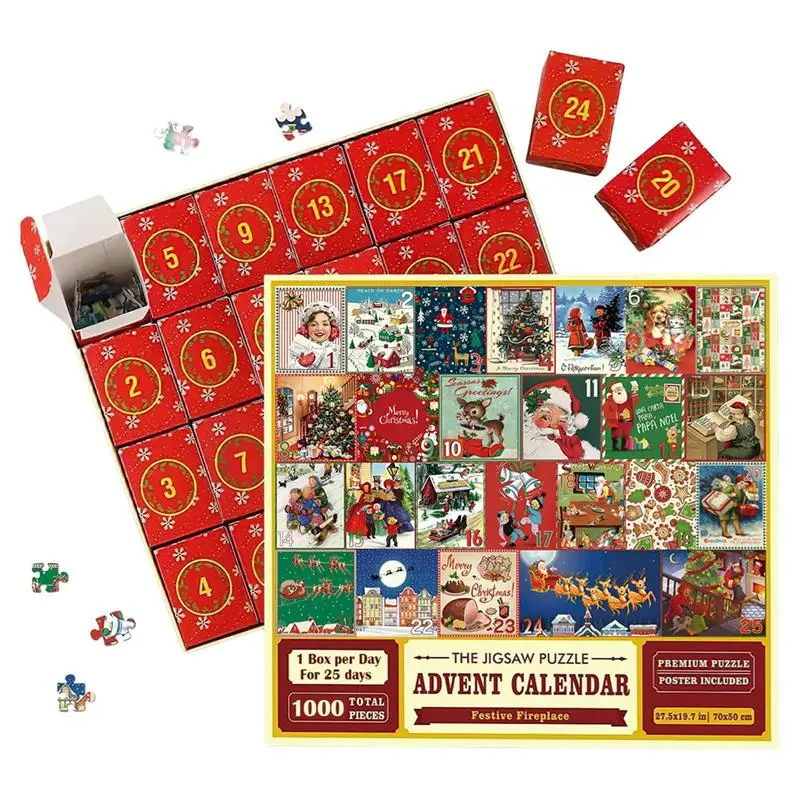 

Puzzle Advent Calendar 1000PCS 2023 Christmas Puzzles Christmas Jigsaw Puzzles 24 Days Surprise Christmas Countdown Calendars