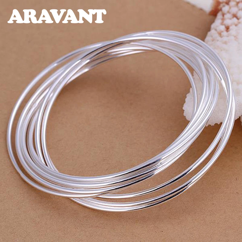 

2023 New 925 Silver 10 Circle Triple Ring Bangle For Men Women Fashion Jewelry