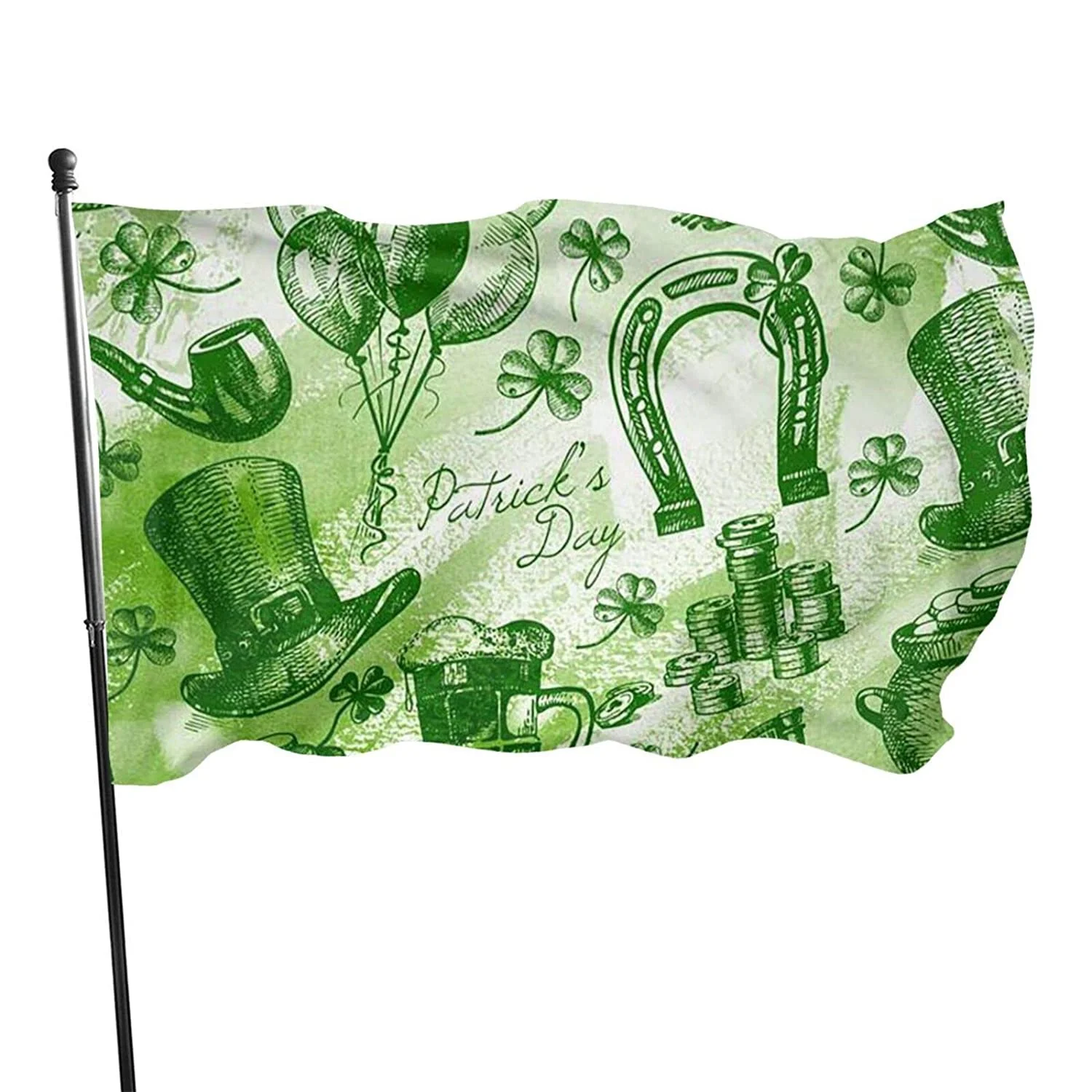 

Happy St Patrick's Day Flag - UV Protection Anti Fading Tough Durable Quality Polyester 3 X 5 FT Breeze Flag