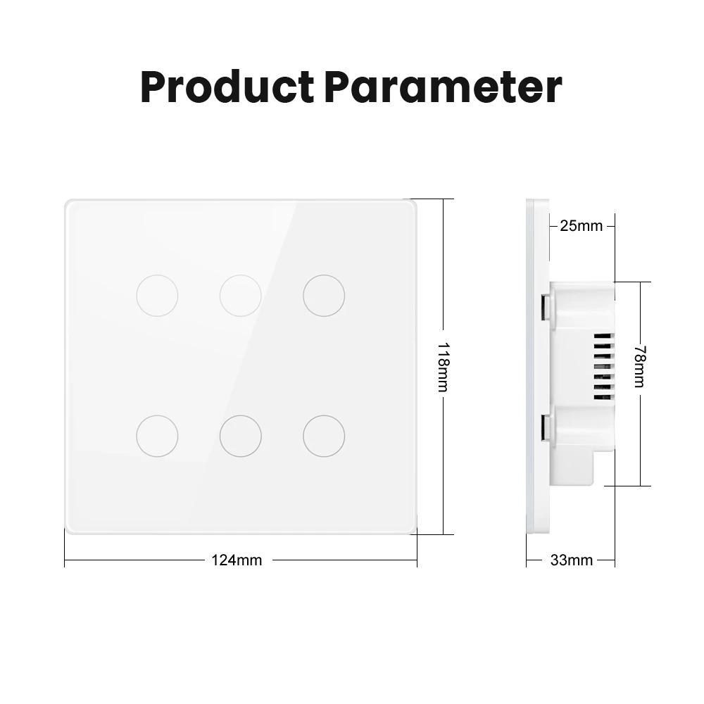 Brazil 4x4 Tuya WiFi Smart Light Switch 4/6 Gang Touch Panel Smart Home APP Remote Control 110-220V Work with Alexa Google Home