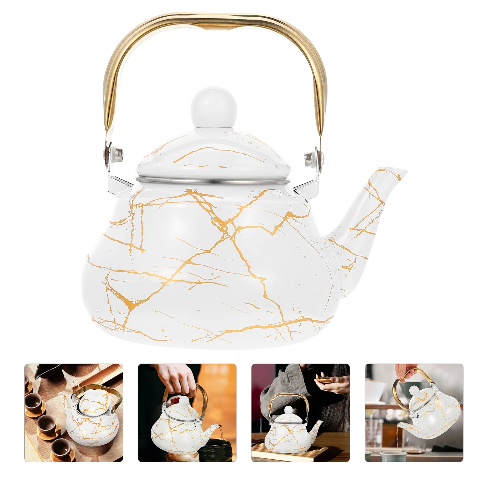 

Marble Enamel Jug Water Pot Household Kettle Heating Ceramic Tea Teakettle Creative Camping Teapot Kitchen Boiling Stove