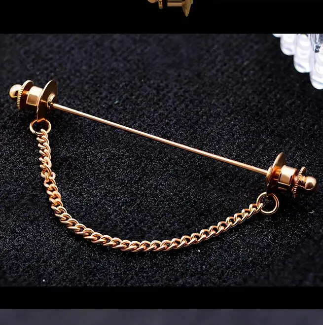 New Metal Tassel Neck Tie Collar Bar Pin Clip Ties Lapel Pins and Brooches Women Accessories Gifts for Men Brooch Jewelry Luxury images - 6