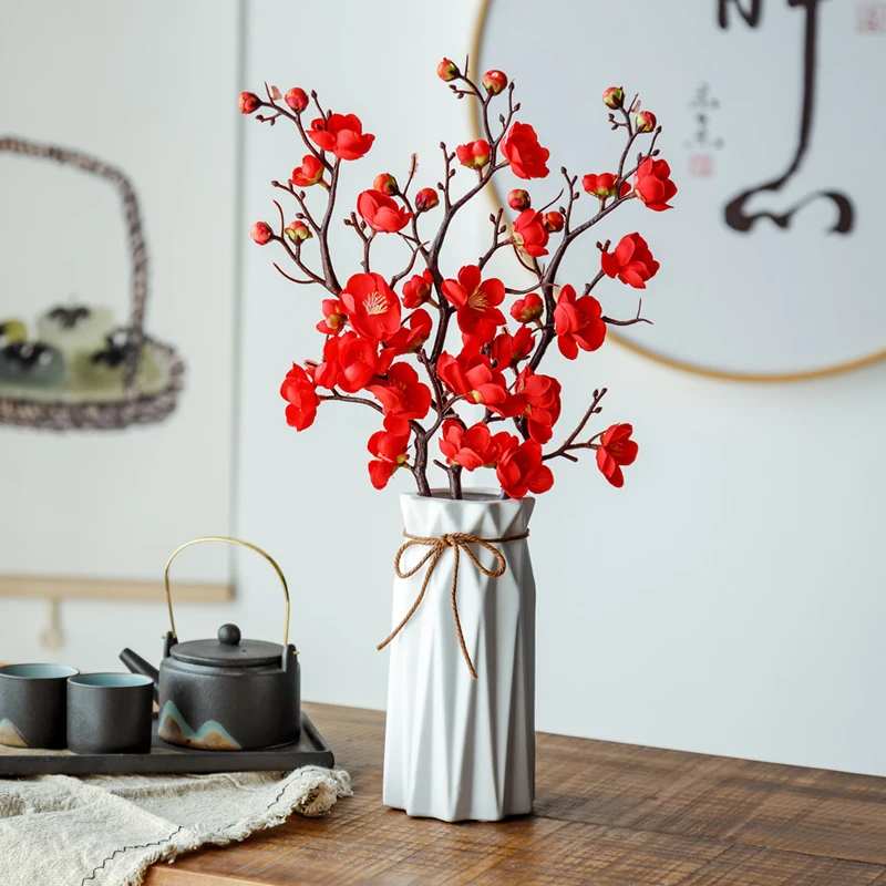 

Искусственные цветы, вишня, слива, ветка персика, высота 24-60 см, «сделай сам», свадебное украшение для дома, аксессуары для стола, искусственн...