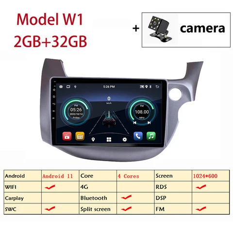 Автомобильный радиоприемник с сенсорным IPS-экраном 9 дюймов для Honda Fit Jazz 2008-2013, правый руль, Android 12, мультимедиа, стерео, видео, навигация, GPS
