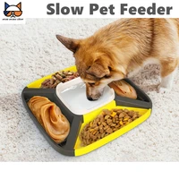 moews multi functional dog slow feeder tray with licking mat drinking dish compatible dietary placemat puzzle training toys