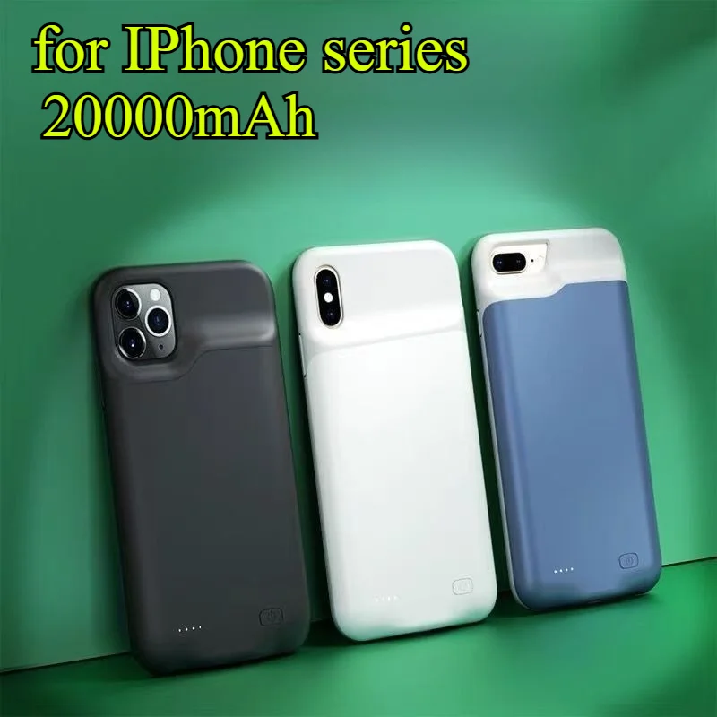 Фото Чехол Power Bank емкостью 20000 мАч для IPhone 16/15 Pro/Max/mini/Air Встроенный аккумулятор с полной крышкой из ТПУ Беспроводная зарядка PD черный №1