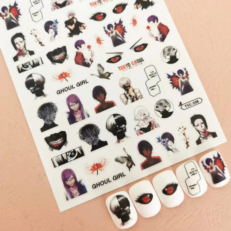 

Anime Tokyo Ghoul Self Adhesive Back Glue Decal Slider DIY Decoration Tools Nail Sticker TSC 338