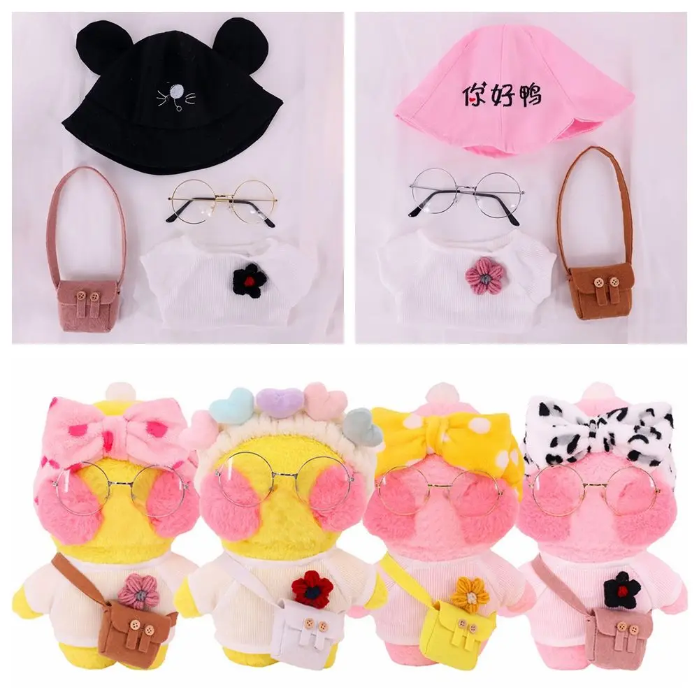 

Yellow Duck Plush Toy Best Gits Stuffed Toys Collocation Doll Suit DIY Backpack Headband Glasses Set Doll Wear