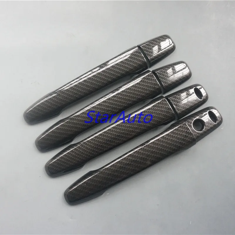 Новая хромированная глянцевая черная накладка на дверную ручку из углеродного