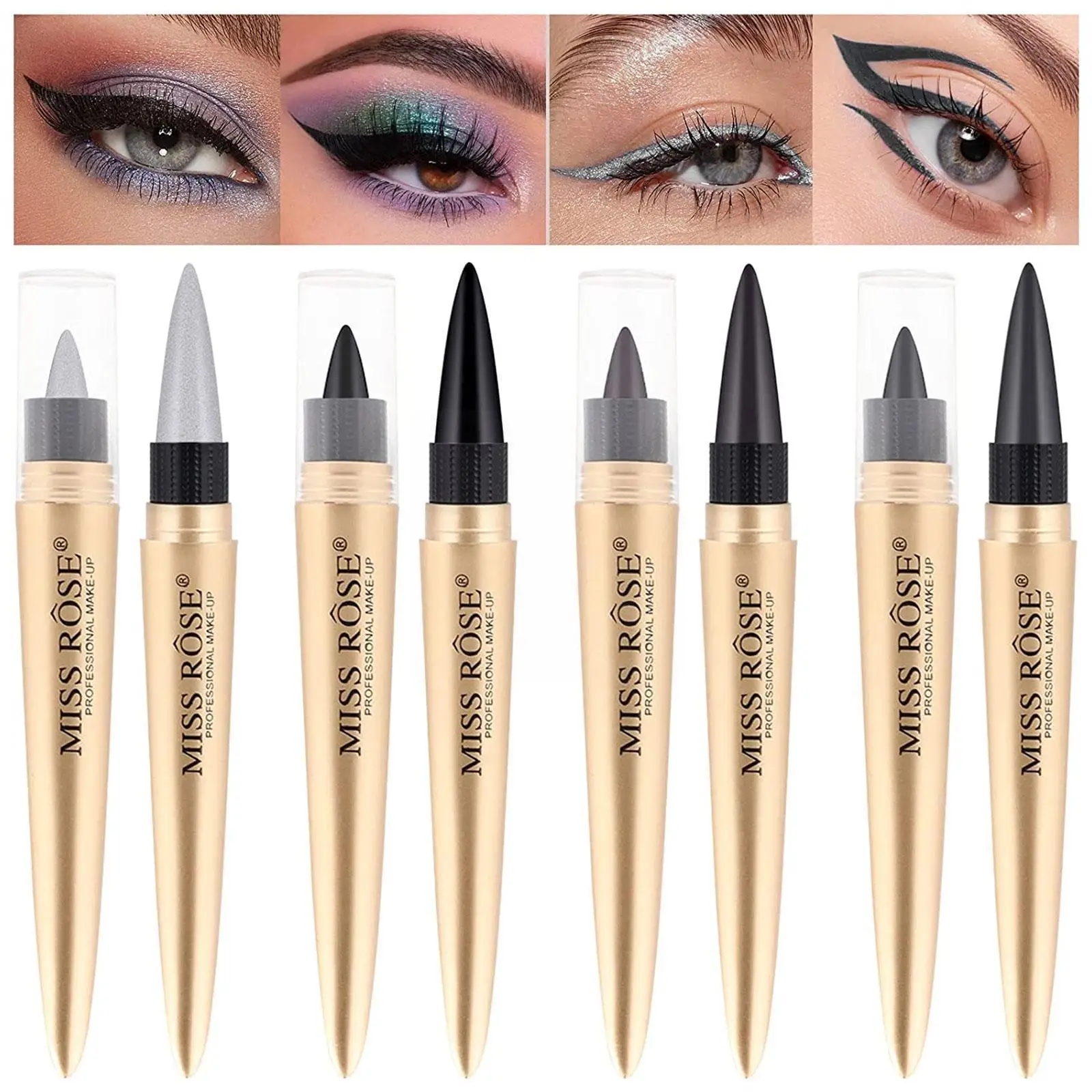 

4 Colors Gel Eyeliner Pencil Liquid Eyeliner Stamp Gel Waterproof Pencil Smooth Delicate Hyperfine Cosmetics Liner Pen Eye O7C4