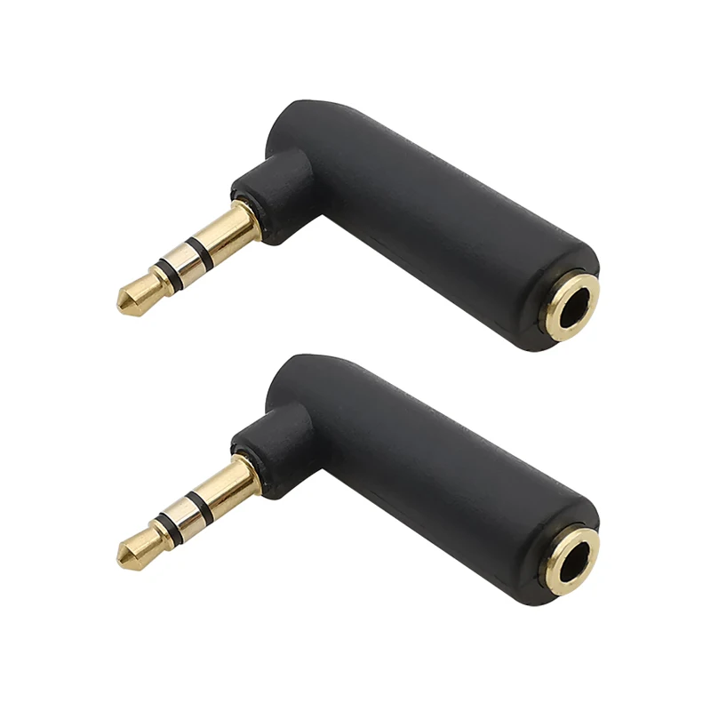2 шт., 90 градусов, прямоугольный, 3,5 мм, 3-полюсный разъем «папа-мама», стерео разъем для наушников, аудио-микрофонный разъем, адаптер