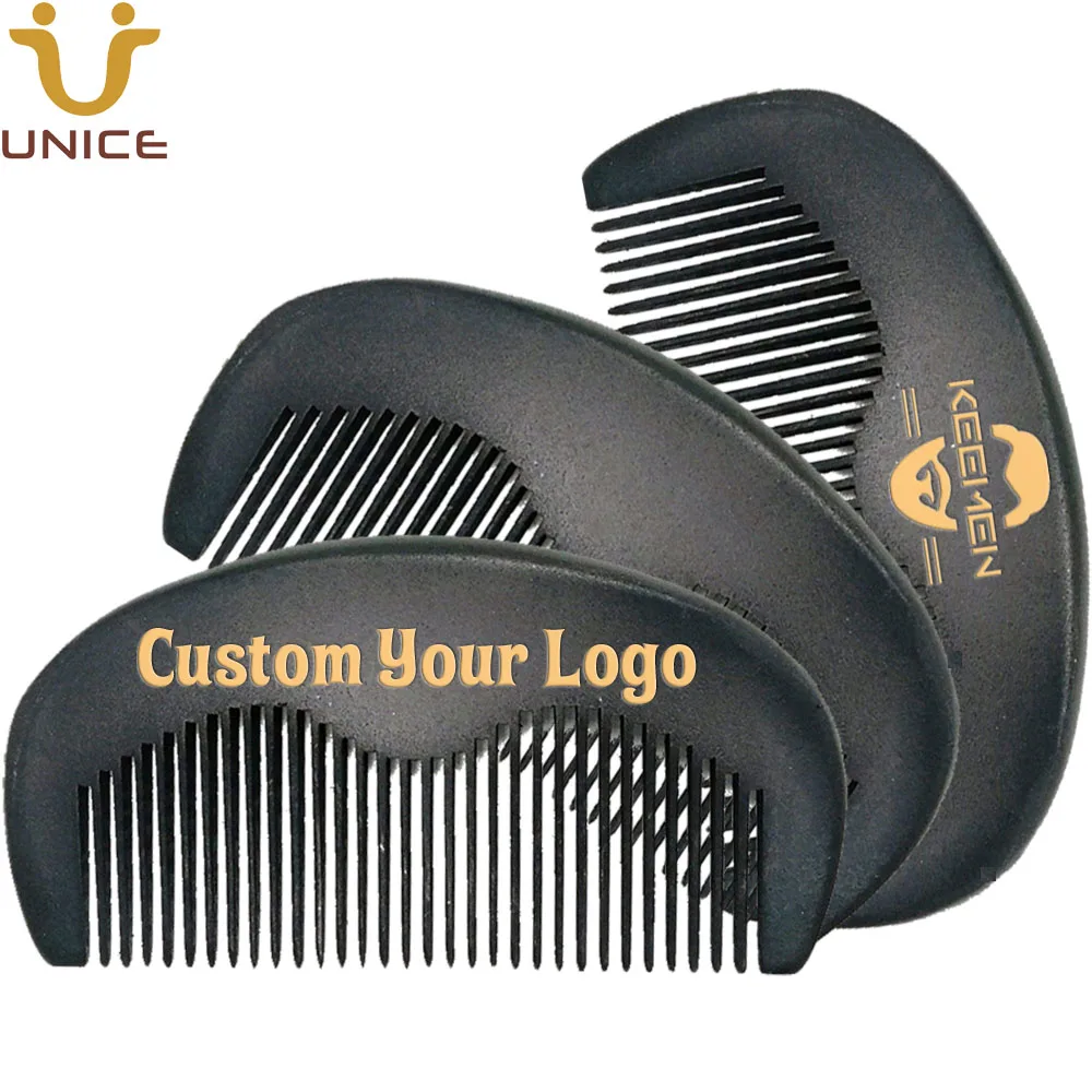 

50 pcs/lot New Arrival Men Black Beard Combs Customized LOGO Laser Engraved Wood Hair Comb Custom Wooden Black Comb For Whisker