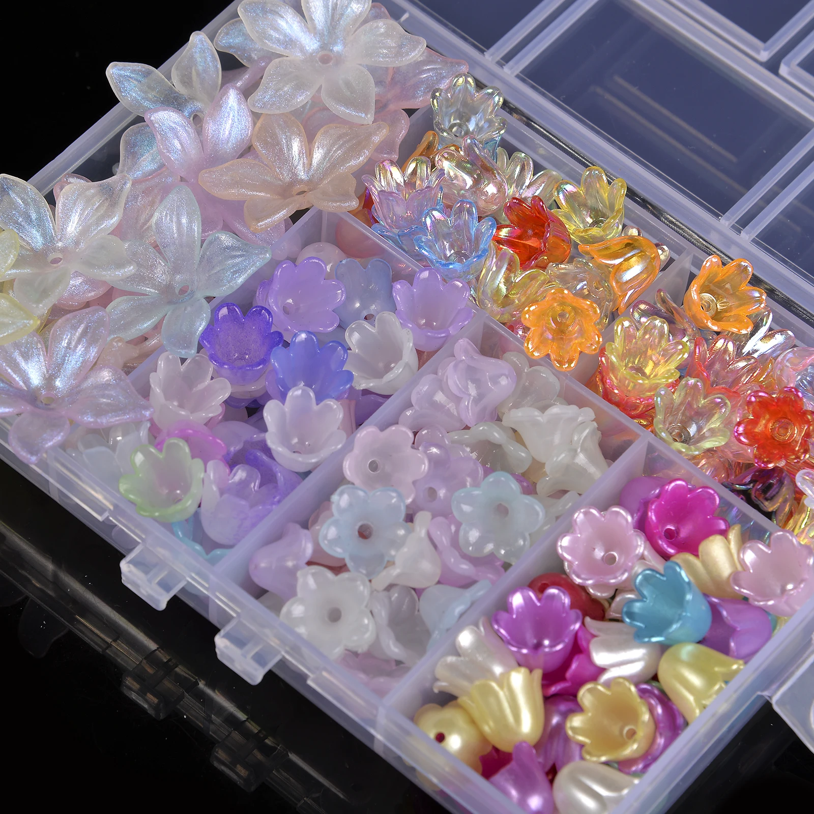 Бусины Трубочки Цветочные Разноцветные Формы Сюзурань Акриловые Для Изготовления Украшений, Заколок для Волос, Браслетов, Сережек, Аксессуаров на DIY.