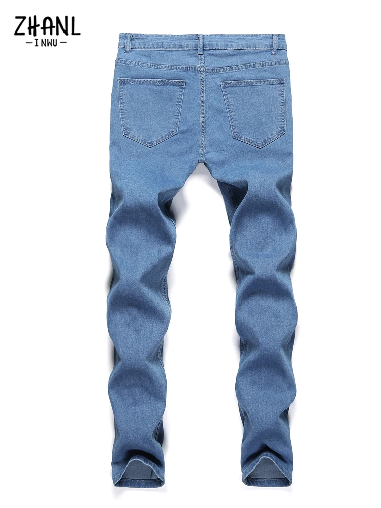 New Men's Jeans Street Stretch Skinny Men's Jeans Classic Blue Denim Casual Sports Pencil Pants Four Seasons Fashion Pants