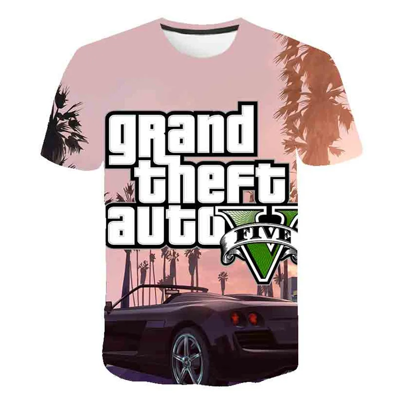 

Новинка 2023, летние футболки для мальчиков с принтом Grand Theft Auto Game GTA 5, крутая хлопковая Футболка GTA5 для мальчиков, футболка с 3D-принтом, Забавн...