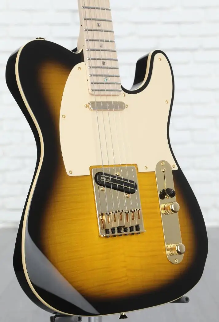 

Richie Kotzen 2-Tone Sunburst Flame Maple Top Electric Guitar Maple Fingerboard Gold Hardware Abalone Dot Inlay 6-saddle Bridge