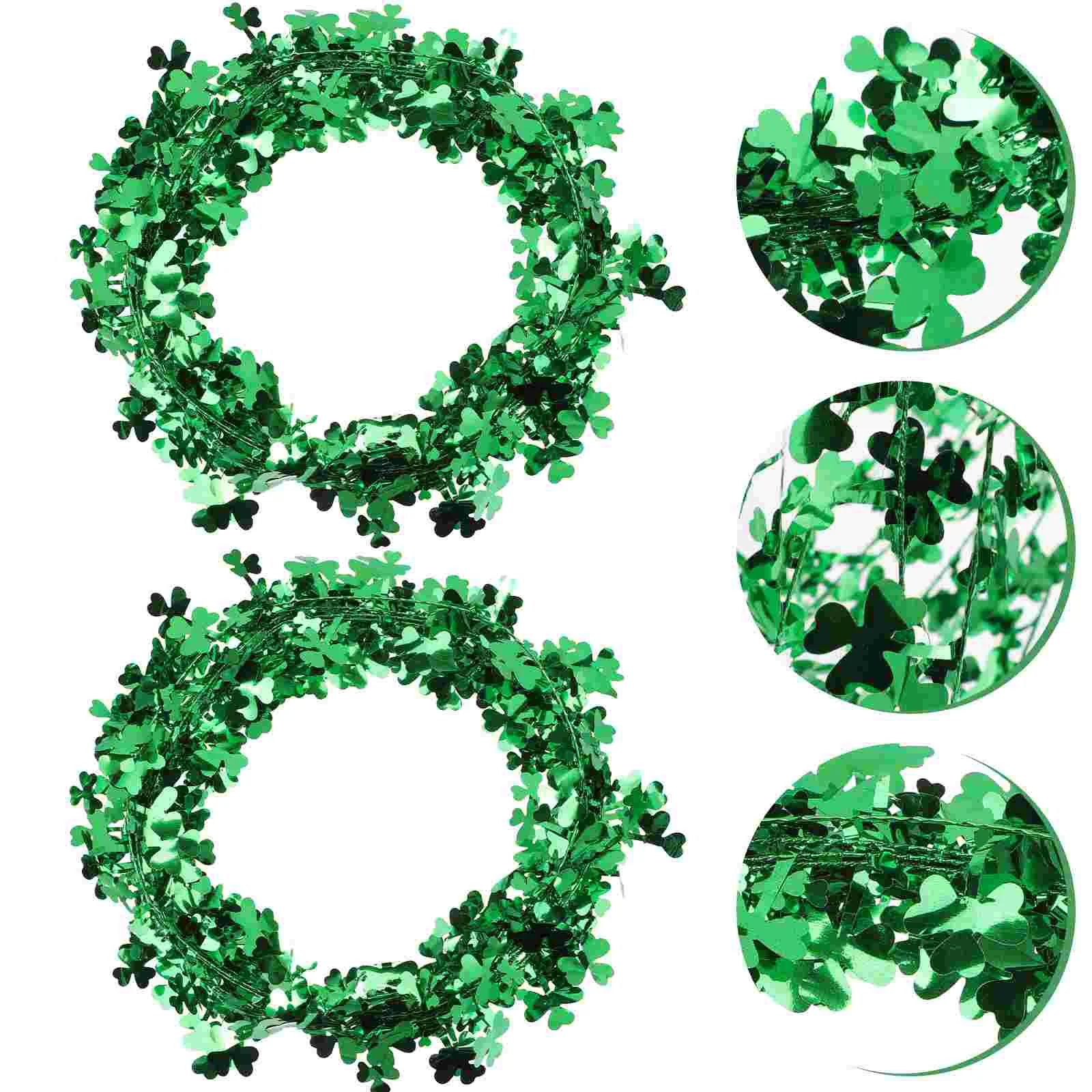 

Garland Day Shamrock S Patrick St Tinsel Hanging Wreath Door Partygreen Wreaths Decorations Banner Wallglitter Metallic