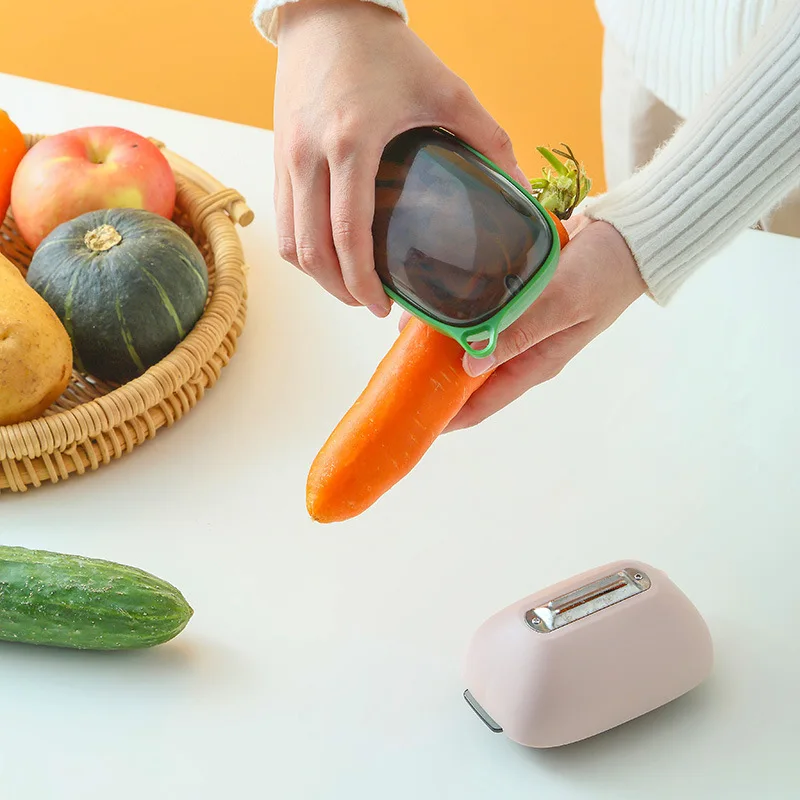

Kitchen Household Fruit and Vegetable Peeler Peeler with Peel Storage Box Stainless Steel PP Material Planer Camping Peeler Hot