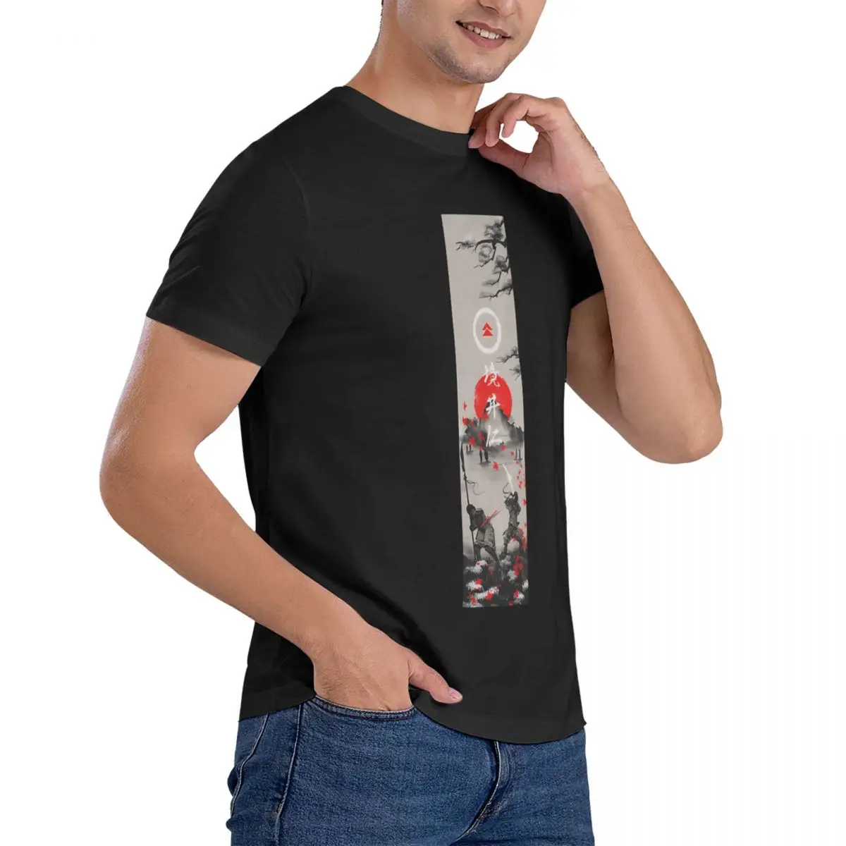 Мужская футболка с изображением призрака укиё-э 100% хлопок необычные футболки