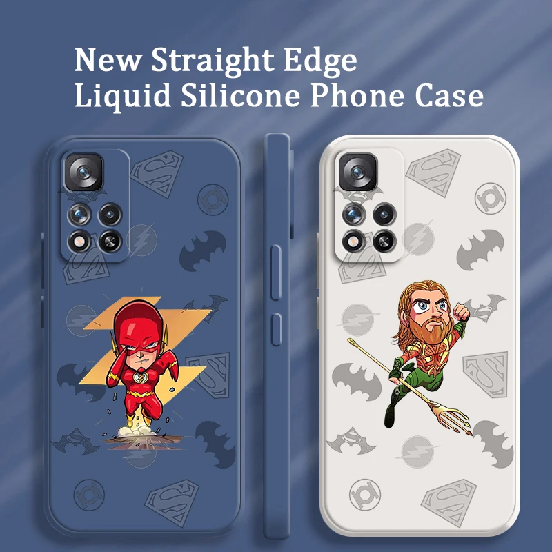 

Aquaman The Flash Cartoon Liquid Rope Soft Cover Phone Case For Xiaomi Redmi Note 12 11 11S 11T 10S 10 9S 9T 9 Pro Plus 5G