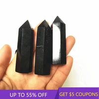 40 50mm natural black obsidian quartz crystal point wand hexagonal obelisk healing treatment stone craft ornaments home decor