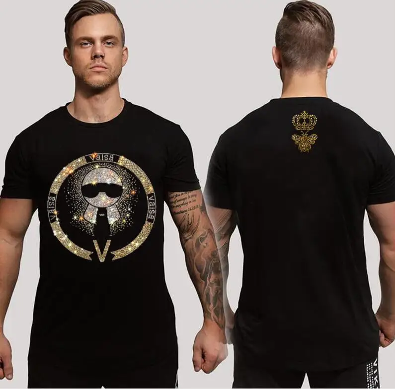 

Designer Rhinestone T-shirt Streetwear Hip Hop Tops men's gifts